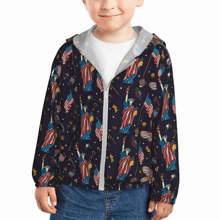 

Sun Hoodie for Kids Statue Of Wings Eagle Long Sleeve Swim Fishing Shirts Sun Protection Zip Up Jacket Clothing Athletic Hoodie
