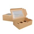 thumbnail image 1 of Chocolate Paper Cupcake Boxes with Inserts for Birthday Party Favor Holders 6 Cavities, 1 of 3