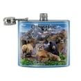 thumbnail image 2 of Olympic National Park Washington WA Animals Cougar Bear Elk Beaver Stainless Steel 5oz Hip Drink Kidney Flask, 2 of 4
