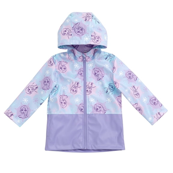 Disney Frozen Toddler Girls' Hooded Rain Jacket Elsa Blue Purple
