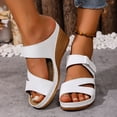 thumbnail image 2 of Rokment Wedges Dress Sandals for Women Ladies 2026 Summer Fashion Casual Leather Open Toe Platform Dressy Slip on Ladies Orthotic Arch Support Chunky High Heels Beach Slides F Size 7.5, 2 of 7