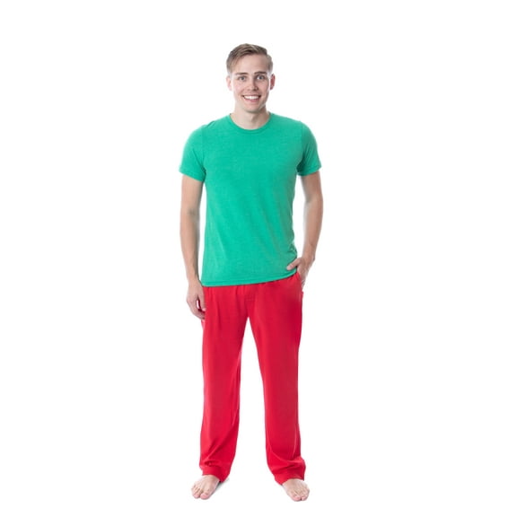 Intimo Men's 2 Piece Pajama Set Cotton/Poly Blend Jersey Knit Lounge Pants With Soft T-Shirt Top