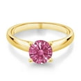 thumbnail image 2 of Gem Stone King 10K Yellow Gold Solitaire Ring Set with 7mm Round Red Zirconia (Size 7), 2 of 4