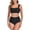 Black, variant on Women's Square Neck Bikini Top with High Waisted Ruched Bottom Two Piece Bathing Suit Swimsuit Sets Size XL