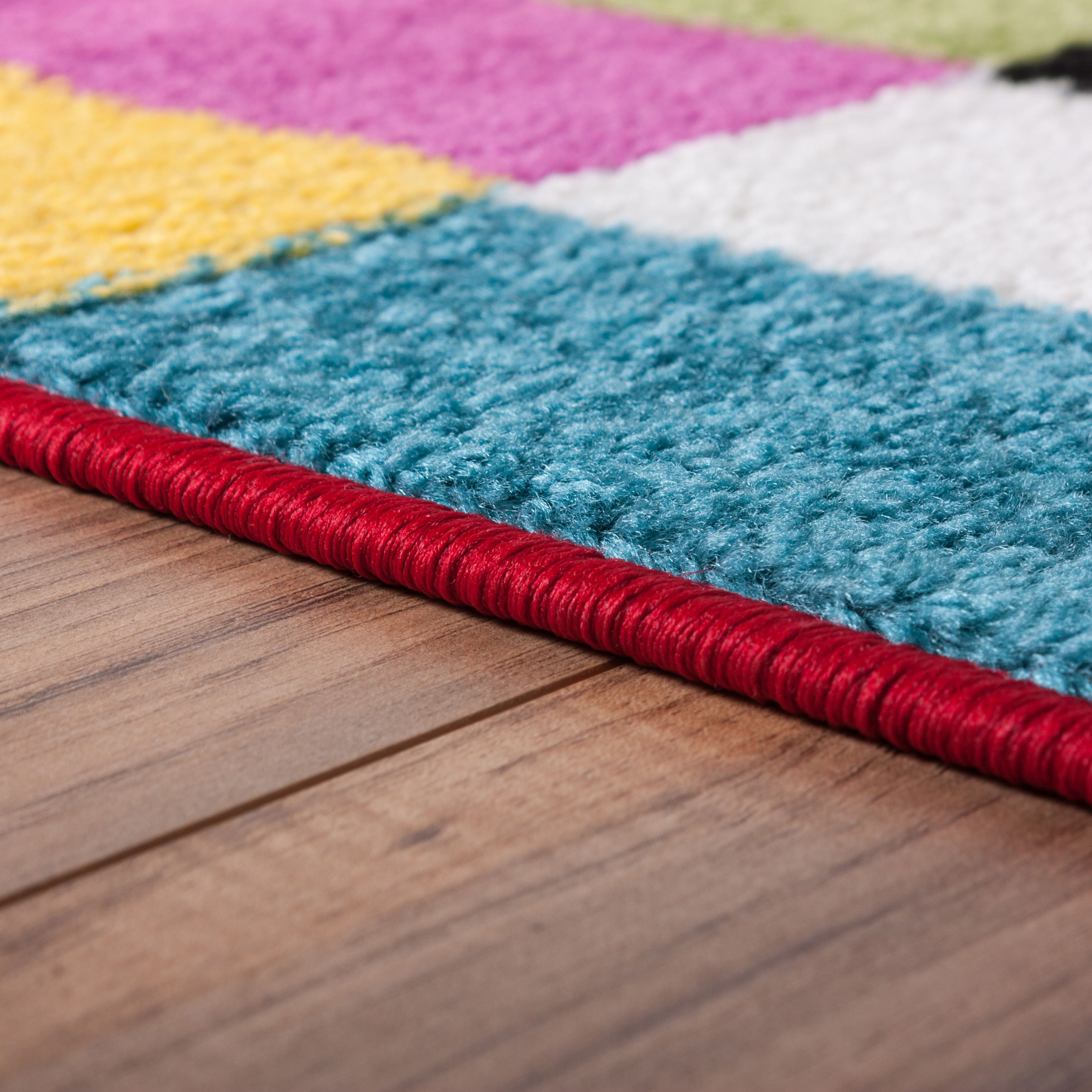 Well Woven StarBright Bright Square Modern Geometric Kids Rug Multi 5' x 7' Area Rug