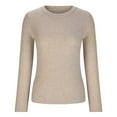 thumbnail image 4 of VSSSJ Women Ribbed Long Sleeve Crew Neck Classic Versatile Sweaters Casual Solid Color Slim Fit Basic Knit Pullover Sweater Tops Khaki XL, 4 of 8