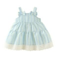 thumbnail image 6 of Moocorvic Girl Dress Ruffle Strap Sleeve Princess Skirt Set with Flower Hat 2-3 Years,Blue, 6 of 9