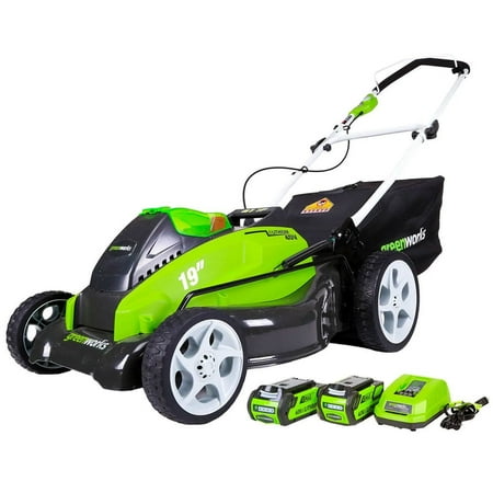 Greenworks 19" 40 Volt Battery Powered Push Walk-Behind Mower with Electric Start 25223