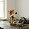 thumbnail image 6 of Loespoir Honeycomb Openwork Ceramic Flower Vase, Hollowed Decorative Vase For Living Room, Dinner Room, Bedroom, Office, Unique Design, Table Centerpiece(Gold), 6 of 6