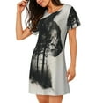 thumbnail image 2 of Susaid Double Exposure Cat Forest Pattern Sleep Shirts for Women Short Sleeve Night Shirts for Sleeping Pullover Nightgown Soft Nightdress, 2 of 6