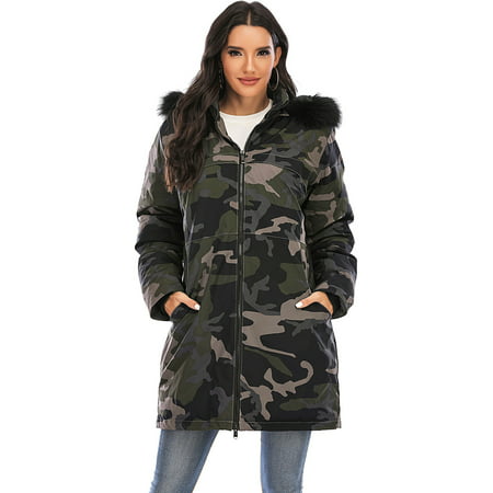 LELINTA Women Winter Plus Size Long Hoodie Coat Warm Hooded Jacket Zip ...