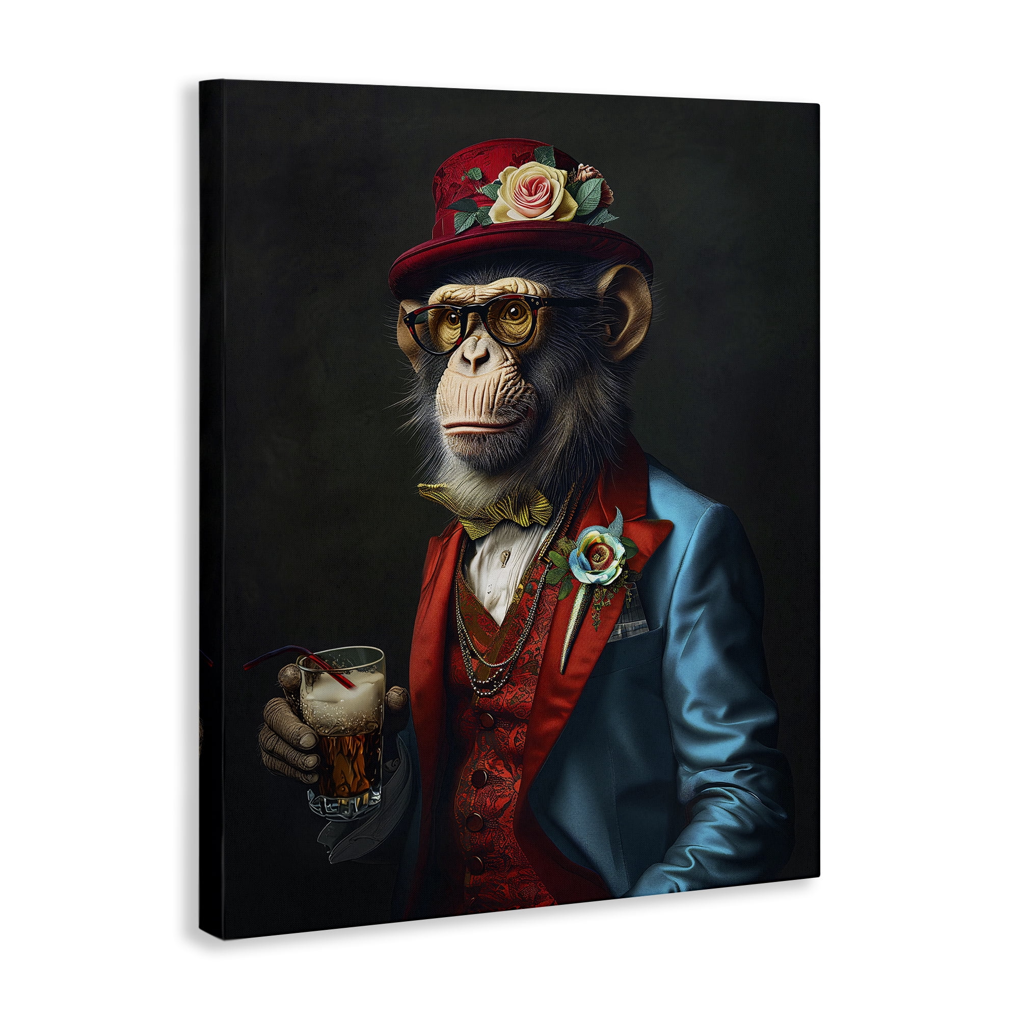 Stupell Industries Monkey with Fancy Outfit Animals & Insects Painting Gallery Wrapped Canvas Art Print Wall Art, 16 x 20