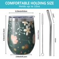 thumbnail image 5 of Floral 12oz Stainless Steel Insulated Wine Tumbler with Lid and Straw – Double Wall Vacuum Mug for Hot & Cold Drinks, 304 Steel Interior, Sweat-Free Design,Thanksgiving,Christmas, Spring,Flower, 5 of 5