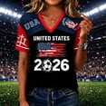 thumbnail image 2 of JULMCOMO Women's Summer Tops 2026 Soccer Cup V Neck Short Sleeve Fan Wear USA Soccer Jersey American Flag Football Graphic Tees Black XL, 2 of 4