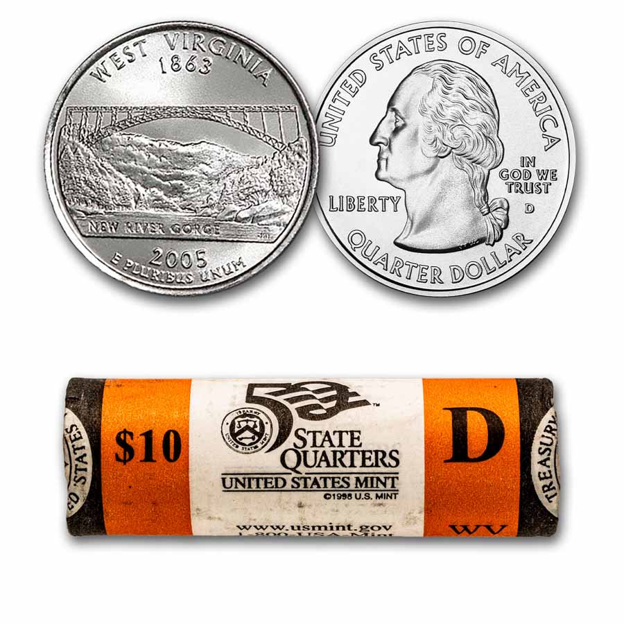 2005-D West Virginia State Quarter 40-Coin Roll BU (Mint Wrapped)