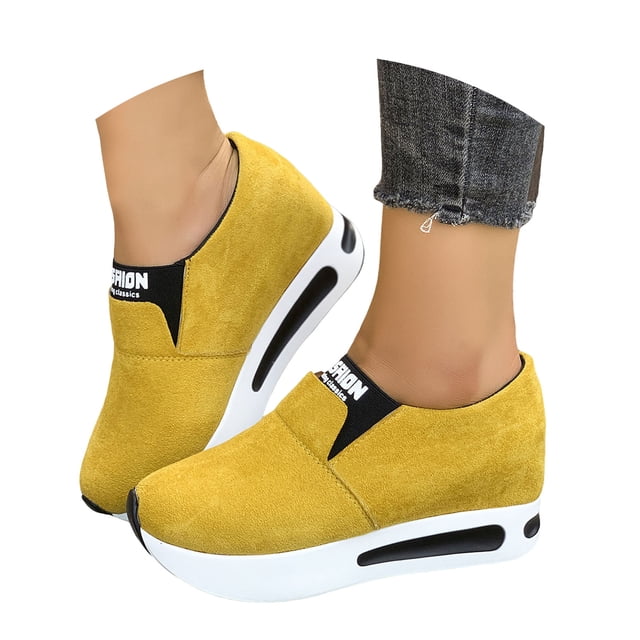 DXOUPM Chaussures pour Femmes Mocassins à Plateforme Confortables à Bout Rond Espadrilles de Marche pour le Travail Quotidien