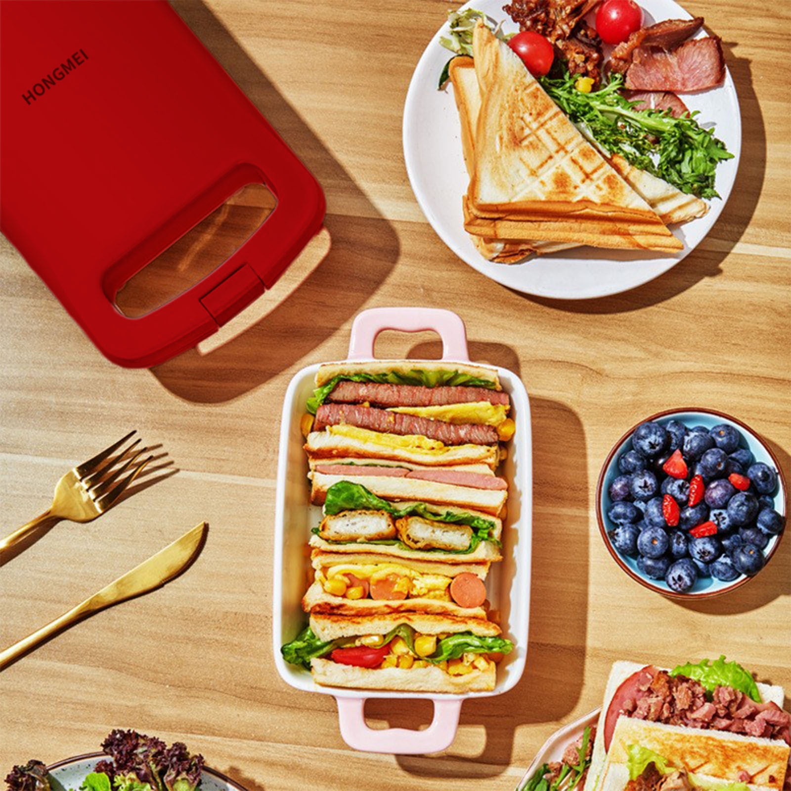 CASAFUN Bread Maker - Toaster - Double Sided Heating Mini Breakfast Machine - Home Multifunctional Breakfast Machine -Double-Sided Heating Sandwich Maker