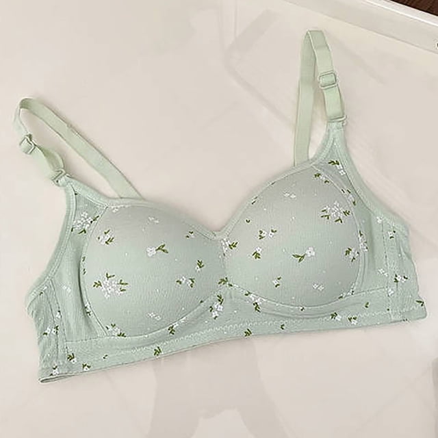 LOVZFMLL Soutiens-Gorge pour Femmes Lingerie Étudiante Fille Rassemblée Mince Sans Armature Soutien-Gorge Fille Vert P