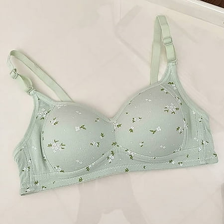 Wireless Bras for Women  Women s Lingerie Student Girl Gathered Thin Without Steel Ring Girl s Bra(Green XL)