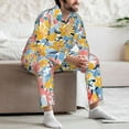 thumbnail image 7 of Naloa Watercolor Wildflowers Men’s Pajamas Set - Long Sleeve Button Down Sleep Shirt and Pajama Bottoms Sleepwear Set-Large, 7 of 7