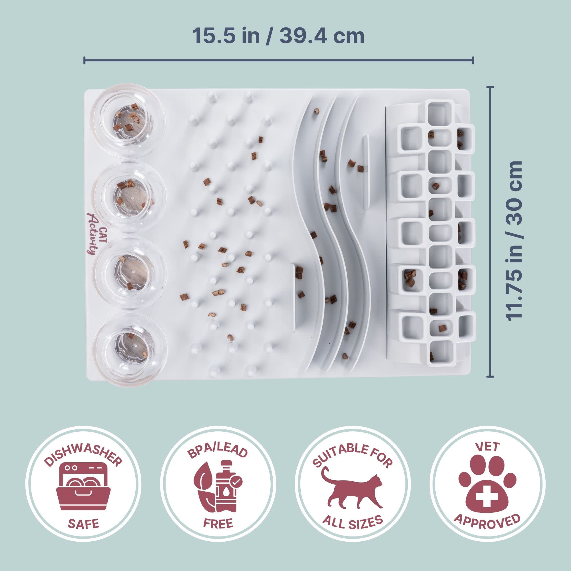 TRIXIE Fun Board Strategy Game for Cats, Puzzle Toy, Treat Dispenser, Interactive Play, White