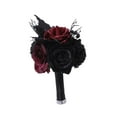 thumbnail image 3 of Flores artificiales de rosas con hojas negras, púas florales, regalo coleccionable, ramo de flores góticas para el hogar, fiesta temática, decoración rojo, 3 of 8