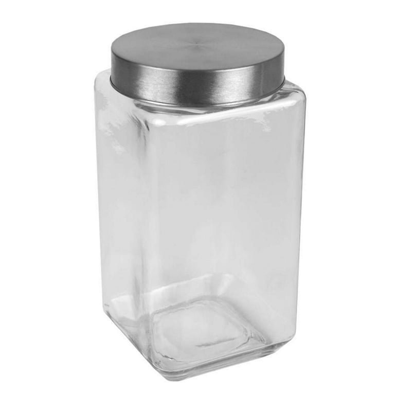 Oggi 4 Piece Square Glass Canister Set with Stainless Steel Screw