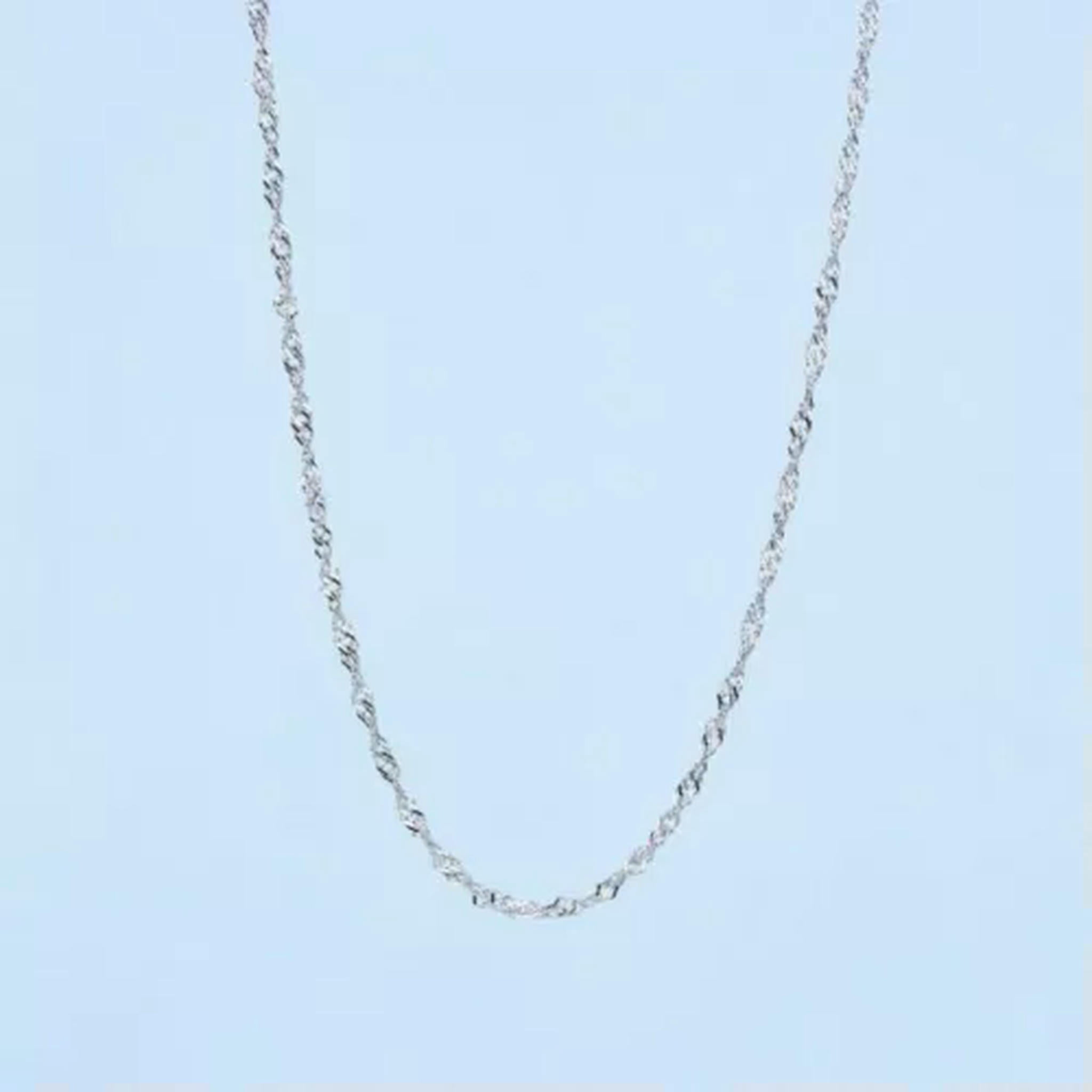 QQTDFG 925 Sterling Silver Singapore Chain 1.0/1.3mm 16"/18"/20"/22"/24" Necklace A2822-1.3mm - 22" - 55cm-Platinum