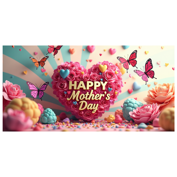 Heart Shaped Rose Design Happy Mothers Day Banner Backdrop Background Decor Party Supplies Photography Props Family Gatherings Celebrations Mom Honoring Events