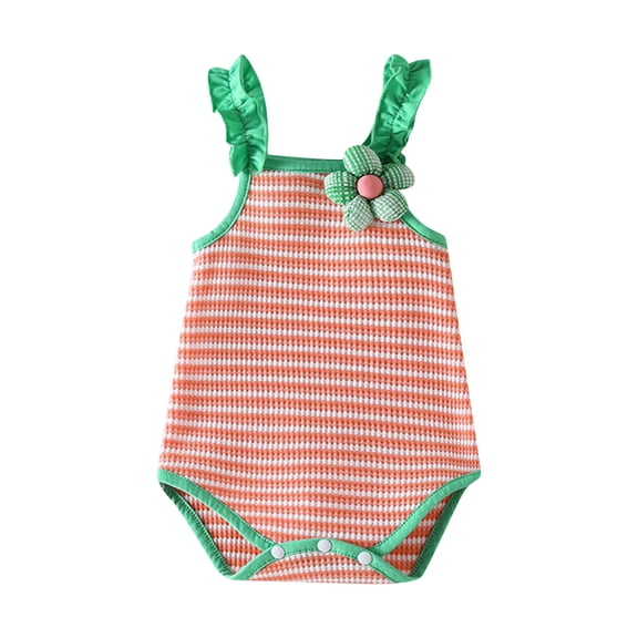 Sngxgn Baby Girl Outfit Print Sweatshirt Romper Long Sleeve Bubble Bodysuit(Orange,100)