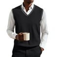 thumbnail image 2 of Huankd Sweater Vest Men V Neck Business Casual Sweaters Sleeveless Knitwear Knitted Pullover Formal Vest Top 2026 White 2XL, 2 of 6