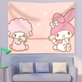 thumbnail image 3 of Kawaii Hello Kitty Sanrio My Melody Cinnamoroll Cartoon Blackgroud Cloth, lindo tapiz de pared para dormitorio, decoración de habitación, 3 of 4