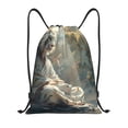 thumbnail image 1 of Xecao Forest Meditating White Tiger Pattern Sports Drawstring Backpack - String Swim Gym Bag with Wet Proof Pocket for Women&Men-Small, 1 of 6