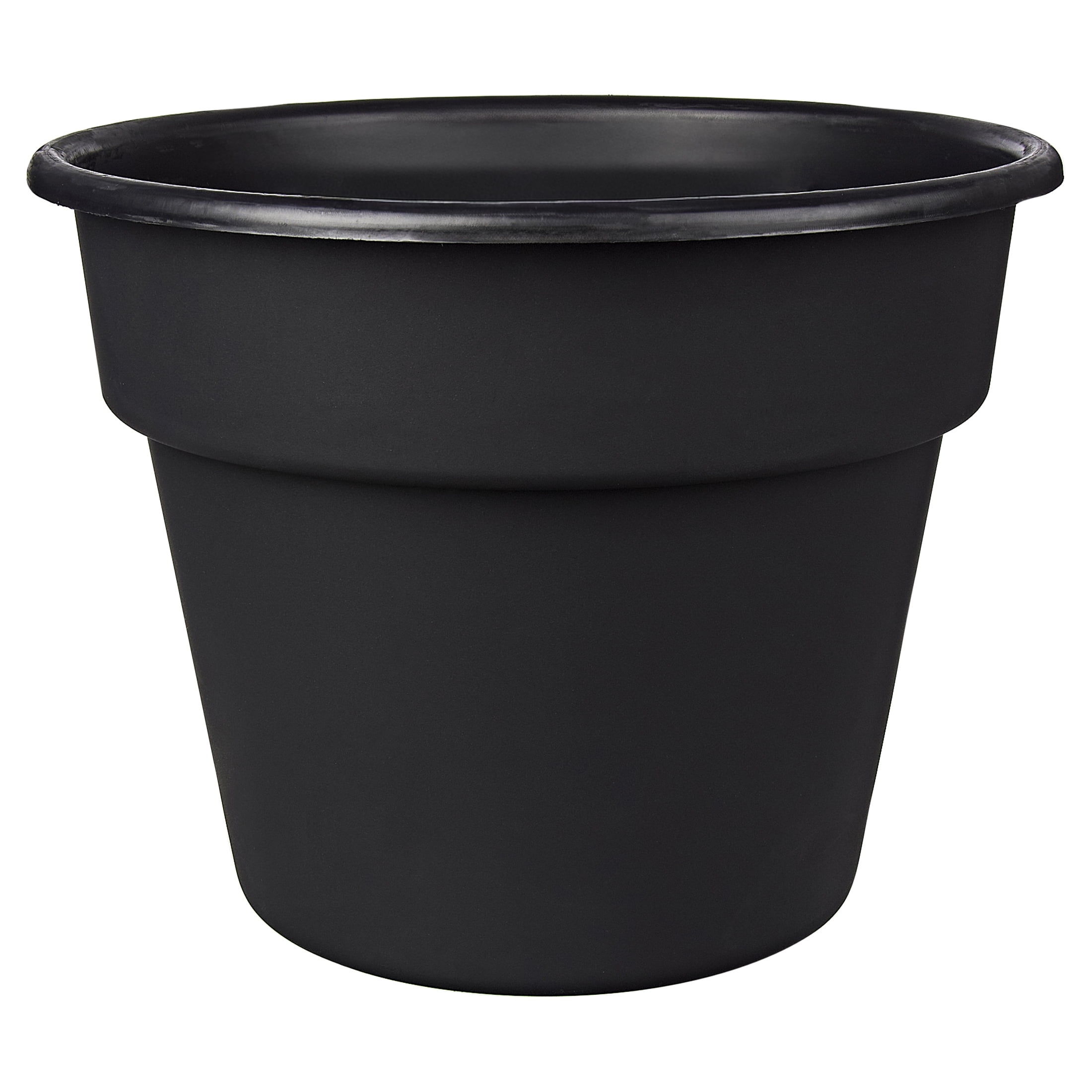 Mainstays 12 Inch Flint Resin Planter in Rich Black with Pre-Drilled Drainage
