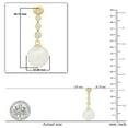 thumbnail image 5 of Dazzlingrock Collection Round 10mm Cultured Freshwater Pearl & 0.21 CT White Diamond Each Graduating Dangle Drop Screw Back Earrings for Women in 18K Yellow Gold, 5 of 6