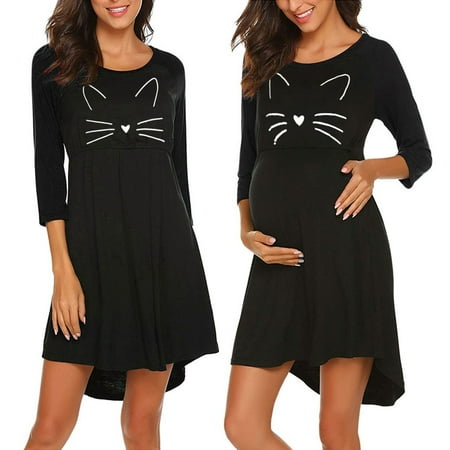 

Giligiliso Clearance Maternity Dress Women s 3/4 Sleeve Printed Nursing Dress for Breastfeeding