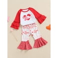 thumbnail image 2 of Mialoley Girls Valentine's Day Clothes Set, Red Heart Pullover and Bell Bottom Trousers, 1-5 Years, 2 of 8