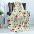 thumbnail image 4 of Floral Soft Flannel Fleece Blanket, Spring Season Flowers Leaves Pastel Watercolors Hand Painted Vintage Romantic, Cozy Plush for Indoor and Outdoor Use, 50" x 60", Pink Purple Green, by Ambesonne, 4 of 5