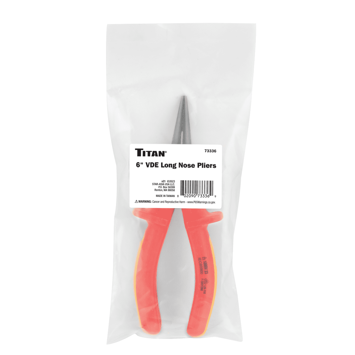 Titan 6 in. Insulated Long Nose Pliers