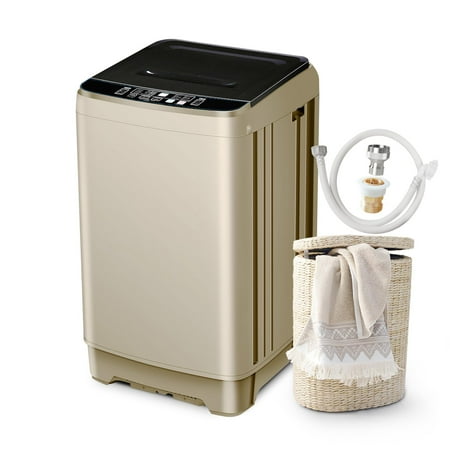 Portable Washing Machine 2.0 Cu.Ft. Full-Automatic Compact Washer Machine for Apartment 10 Wash Program Small Portable Washer for Dorm Apartment RV Home Gold