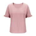 thumbnail image 6 of JGGSPWM Women's V Neck Ruffle Sleeve Loose Fit Babydoll Peplum Casual Tops Pink S, 6 of 7