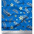 thumbnail image 1 of Soimoi Blue Cotton Duck Fabric Berry Seeds Leaves Printed Fabric 1 Yard 42 Inch Wide, 1 of 3
