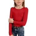 thumbnail image 5 of Shadoumai Girls Neck Long Sleeve Shirts 2025 Ribbed Knit Slim Fit T Shirts Fall Layer Tops Tees, 5 of 5