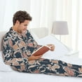 thumbnail image 4 of Mens Pajamas Set, Paisley Pattern No.90129 Button Down Long Sleeve Loungewear Sleepwear Pjs sets for Men, 4 of 5