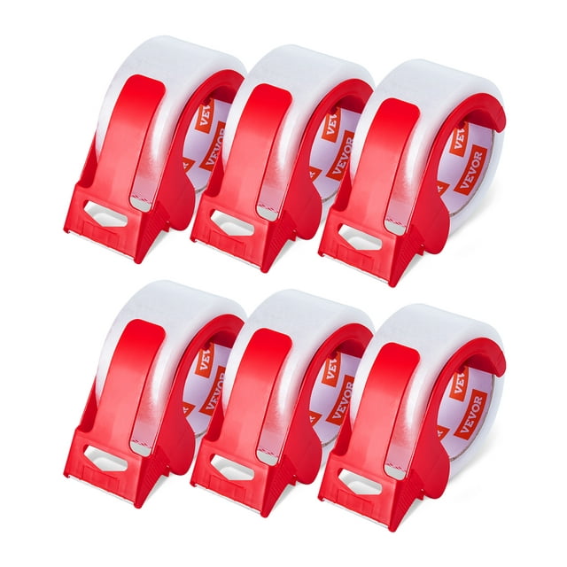 VEVOR Clear Packing Tape 6 Rolls 65 Yards Clear Shipping Tape with Dispenser 2.7 Mil