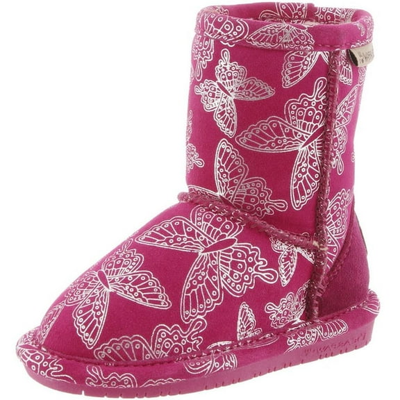 Bearpaw Boots Girl Belle Butterfly Suede Bold 11 Child Pom Berry 1868T