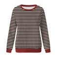 thumbnail image 5 of vigerkar Women Casual Sweatshirt Color Block Striped Long Sleeve Crewneck Oversized Tshirt Fashion Outfits (Coffee, XXL), 5 of 5