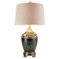 thumbnail image 1 of 29.5" Tall "Sedona" Marbleized Footed Table Lamp, Green with Gold Accents, 1 of 1