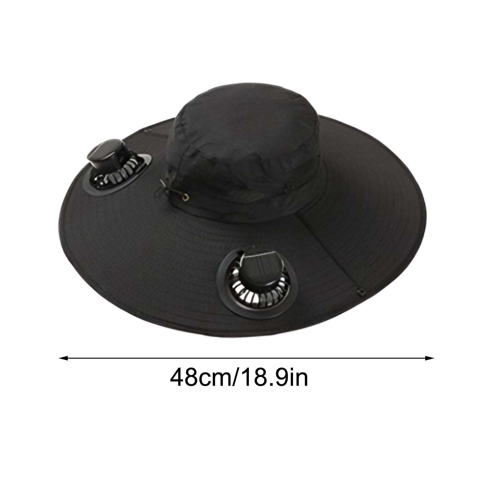 YOTQUSKI Solar Fan Hats for Men, Outdoor Wide Brim Sun Hat with 2 Solar Fan Sun, Breathable Bucket Hat for Men Women with Ice Silk Mask , UPF 50+ Bucket Fishing & Beach Hat with Fan Built in
