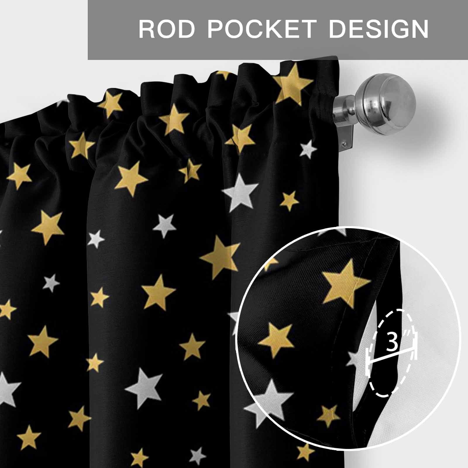Congratulate Graduate Season Valances for Windows Graduation Hat Golden Sliver Star Black Rod Pocket Curtain Valance Window Treatment Short Curtains for Kitchen Living Room, 60"x18"